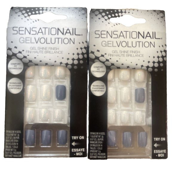 2x Sensational Gelvolution Gel Shine Finish Artificial Nails 28 Nails, 14 Sizes - Picture 1 of 3